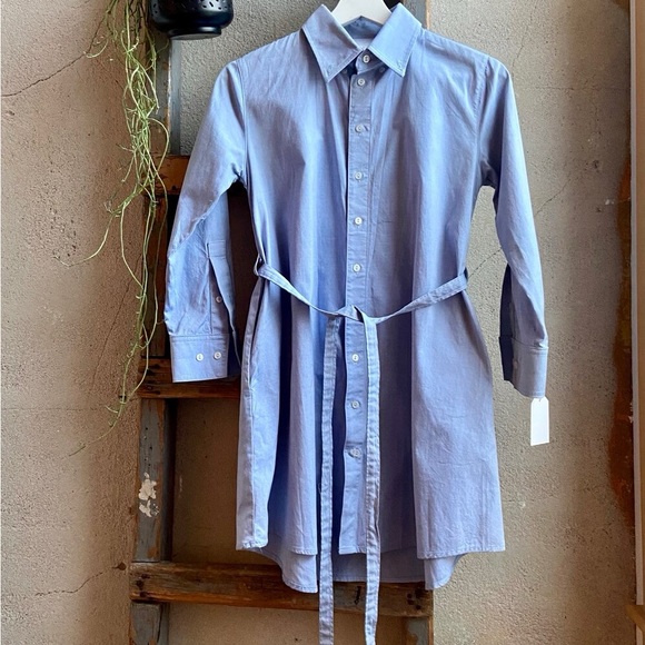 American Apparel blue chambray “shirt” style minidress with belt. Size M/L EUC - Picture 7 of 10